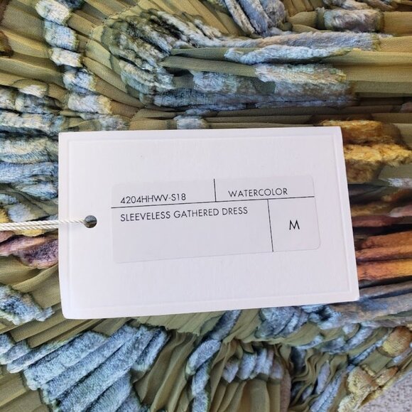 CO. Hand Painted Watercolor French Velvet Pleated Midi Dress - Picture 10 of 10